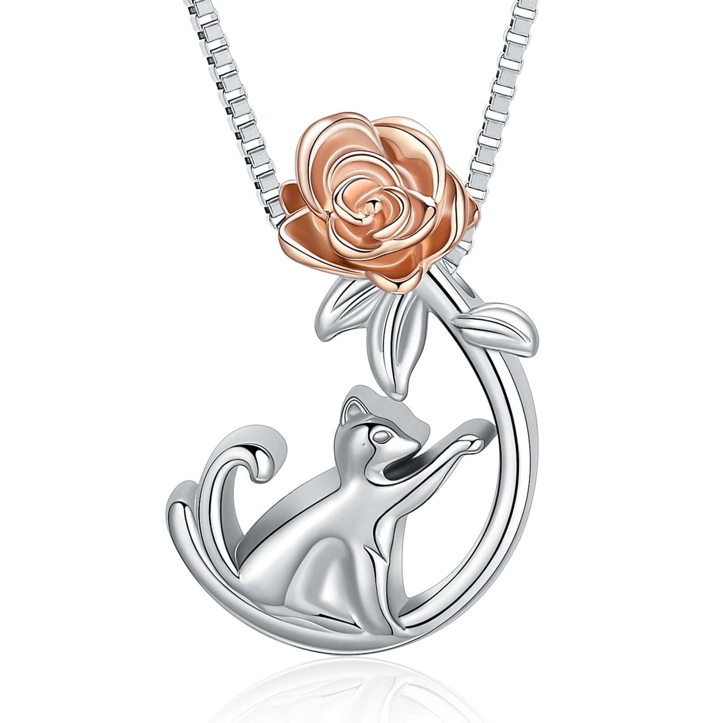 Pet Cat Chasing Flower Cremation Necklace Pendant