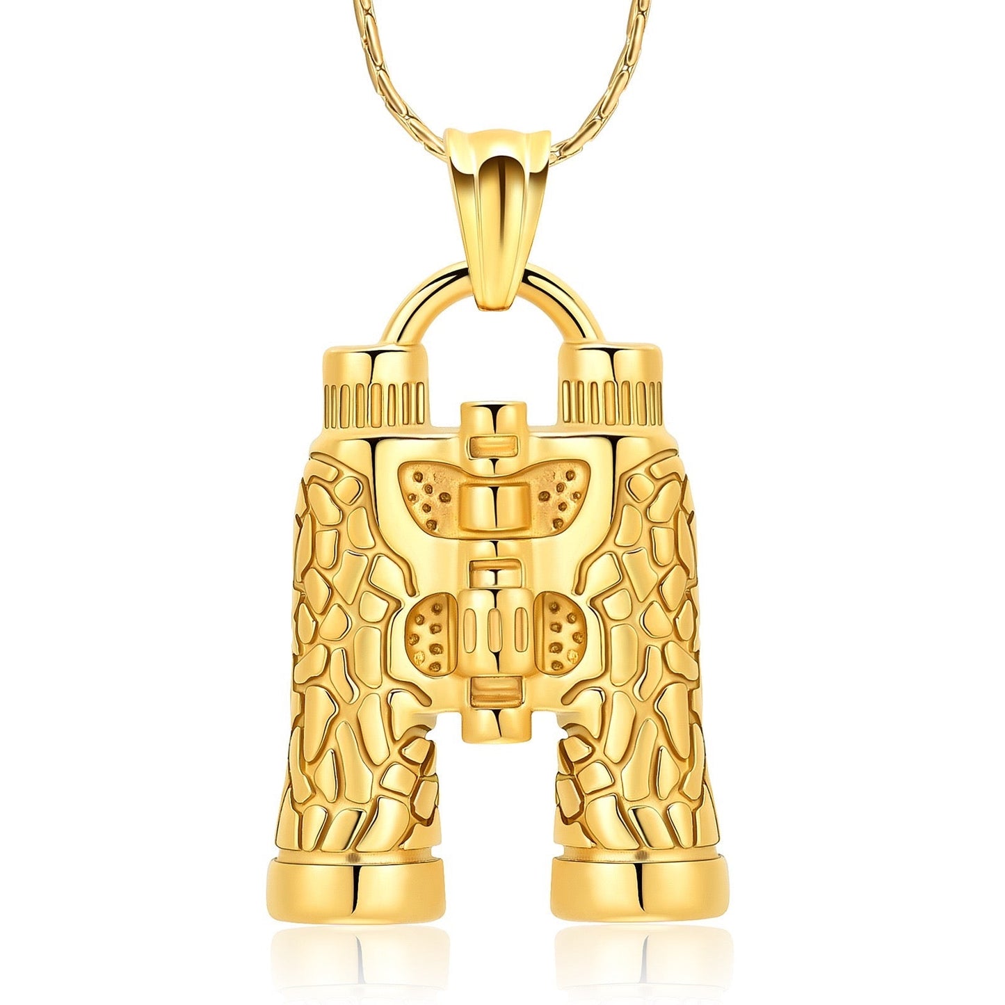 Gold Binoculars Cremation Necklace Pendant