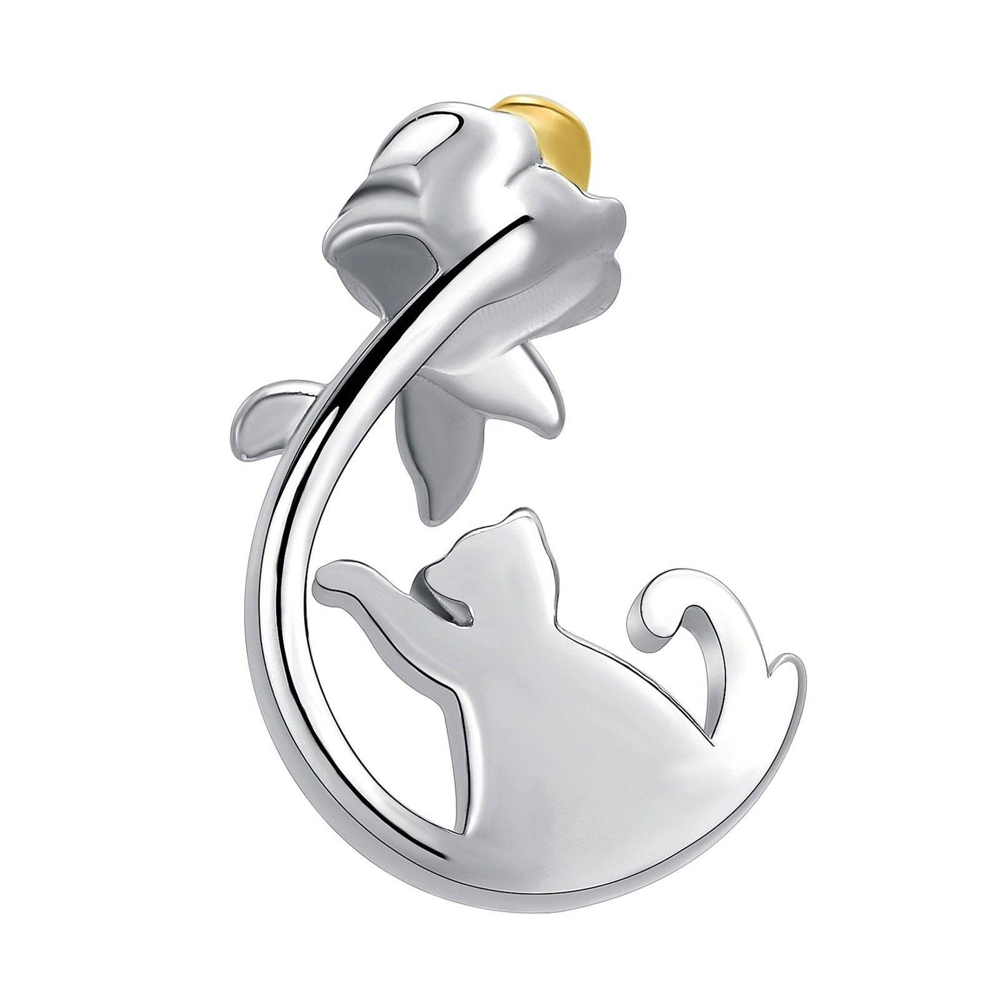 Pet Cat Chasing Flower Cremation Necklace Pendant