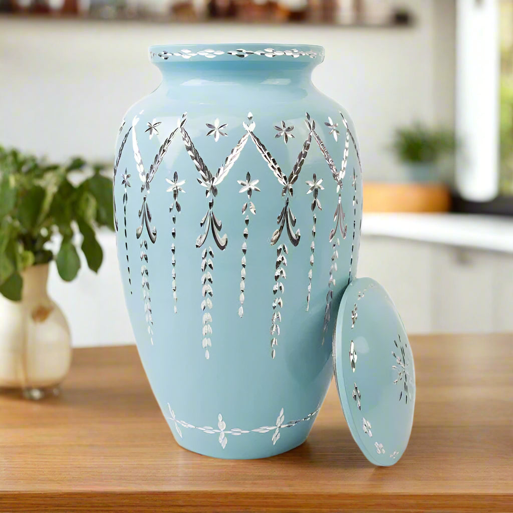 Blue Diamond Etch Large Urn