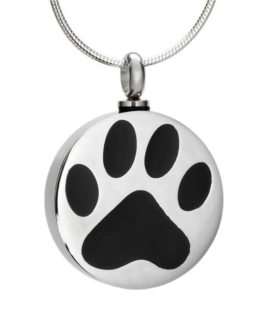 Pet Round Paw Ashes Necklace Pendant