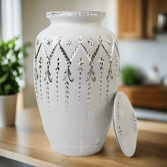 White Diamond Etch Large Urn