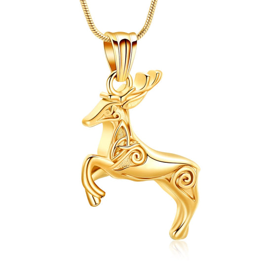 Gold Deer Ashes Necklace Pendant