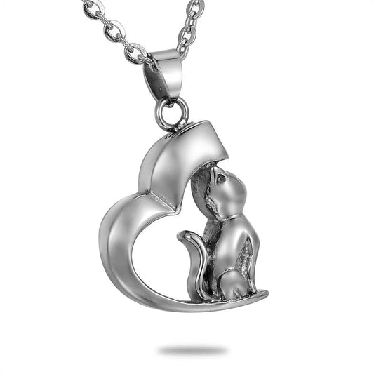 Pet Kitty Heart Ashes Necklace Pendant
