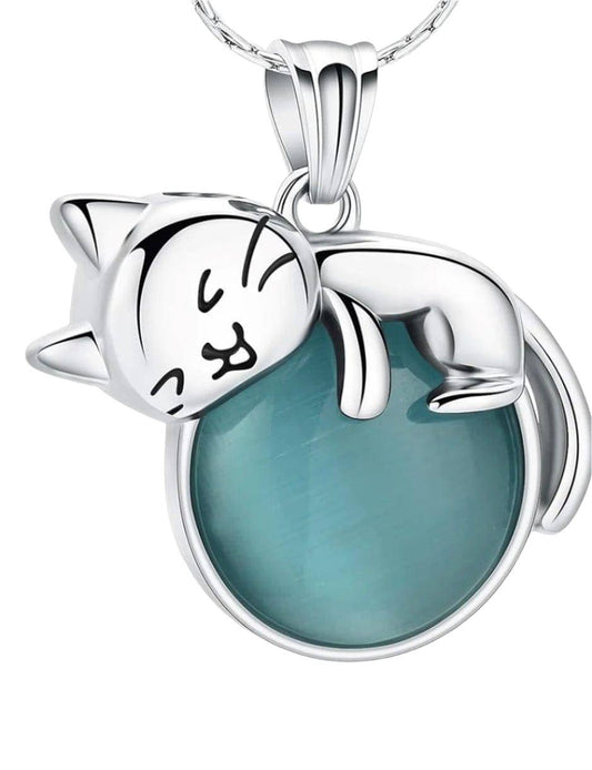 Pet Sleepy Cat Ashes Necklace Pendant